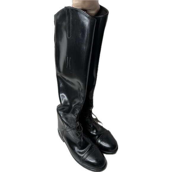Devon-Aire Ladies Black Riding/Field Boots Size 8R Calf With Boot Pulls - Picture 1 of 8